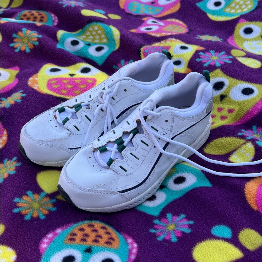 White and Green Athletic Sneakers